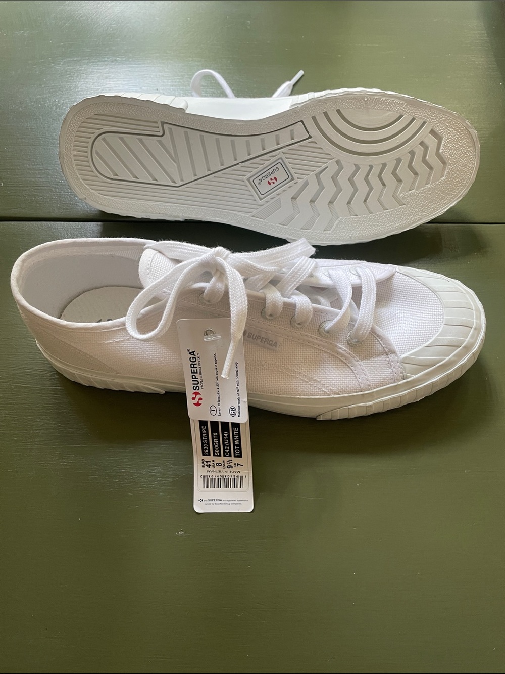 Superga White Canvas Low-Top Sneakers with Tag